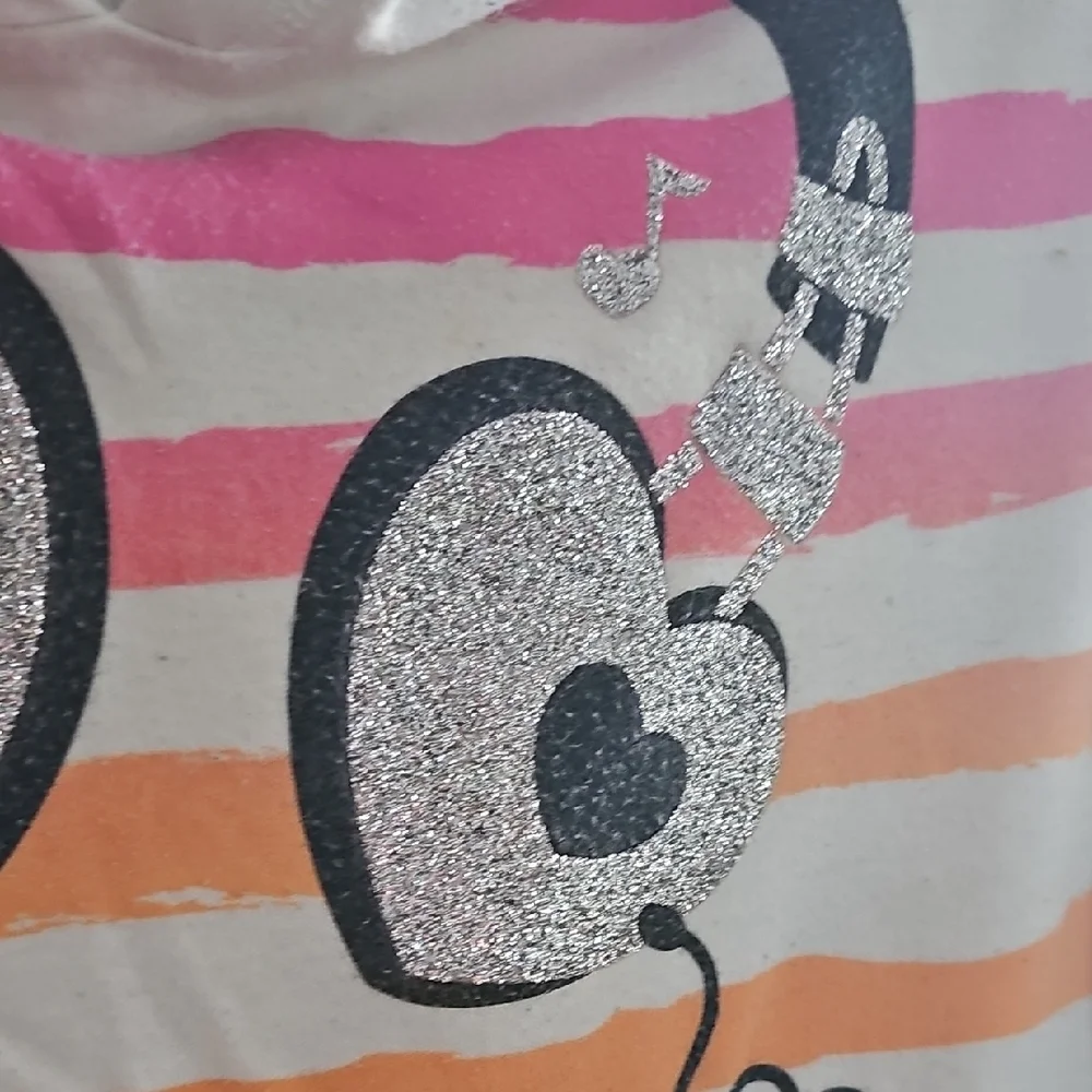 Justice Girls Colorful Striped Headphones Glitter Hoodie Size 12